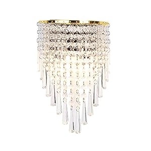 HJXDtech Hoge kwaliteit kristallen gordijn wandlamp, klassieke wandlamp in gouden afwerking voor de woonkamer op bed…