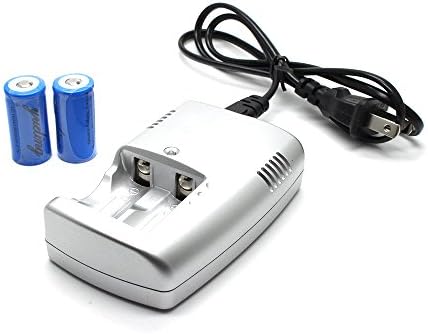 16340 Battery And Charger, 2pcs 16340 Rechargeable Lithium 3.7V CR123a Batteries with Dual Charger for Camera