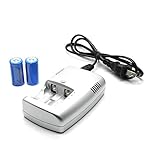 16340 Battery And Charger, 2pcs 16340 Rechargeable Lithium 3.7V CR123a Batteries with Dual Charger for Camera