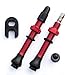 Specifix Premium Anodized Alloy Tubeless Bicycle Wheel Presta Valve Stem Pair - Great for Road & Mountain Tubeless Tires - Stans Tubeless Sealant Compatible, Includes Valve Remover (Red, 44mm)