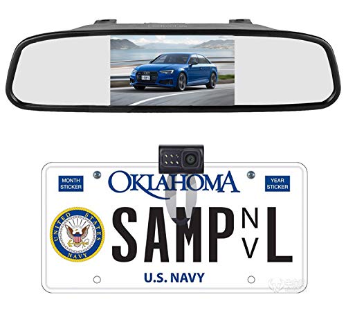 LeeKooLuu Backup Camera and 4.3'' Mirror Monitor Kit for Car//SUV/RV/Van/Truck Single Power Rear View System Driving/Reversing Use IP68 Waterproof Night Vision with Guide Lines