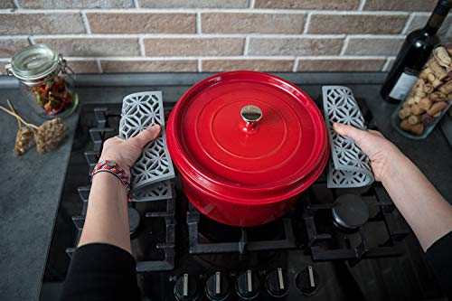 Q's INN Gray Decorative Trivet For Hot Dishes| Hot Pot Holders | Teapot Trivet. Comparable to Cast Iron Trivets Our Kitchen Tool is Heat Resistant to 440°F, Non-slip, durable, flexible and has 2 pcs. - Thumbnail 5
