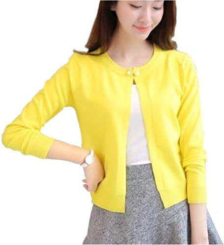 [スプリングスワロー] レディース カーディガン カラフル 春 夏 冷房 冷え対策 7色 ボレロ 風 パールボタン クルーネック ニット はおり