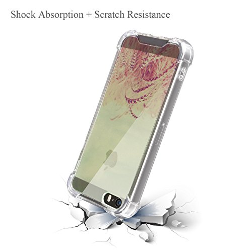 ELZO iPhone 5/5S/SE Case, [Wheat] Clear Shock Absorption Bumper Cover/Sleeve/Shell - Transparent Protective Hard Plastic Back Plate with Soft TPU (Ultra Hybrid/Scratch Resistant/Air Cushion) - Thumbnail 4