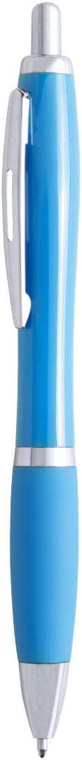 eBuyGB Pack of 10 Ballpoint Pens Blue Ink Retractable Push Button Pen, Light Blue, 1 count (Pack of 10)