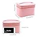 Relavel Makeup Bag 2 Layer Large Capacity Cosmetic Makeup Brush Organizer With Belt Strap Holder Multifunctional Bag for Travel Home (Pink)