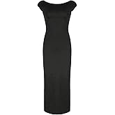 Milumia Women's Open Back Cap Sleeve Maxi Dress Sexy Bodycon Party Club Long Dresses