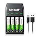 Mr.Batt Rechargeable AA AAA Charger with 700mAh High Capacity AAA Rechargeable Batteries (4 Pack)