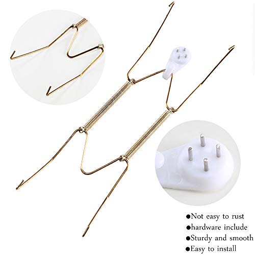 ManYee Plate Hangers 10 Pack Wall Plate Hangers 7.5 to 9 Inch Stainless Steel Decorative Wire Plate Hangers Holders for Wall Brass Coated and 12 Pack Wall Hooks