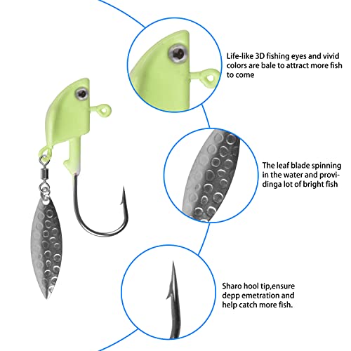 16 Pieces Lead Jig Heads Fishing Jig Head Hooks with Willow Blade
