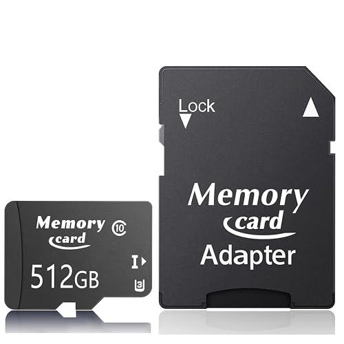 1 Set MicroSDXC MicroSD Card 512GB with Adapter,Full HD & 4K UHD Card Class10 U3 High Speed for Camera/Phone/Tachograph,Tablet and Drones