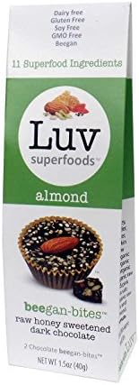 Box of 2 Almond Luv Superfoods Beegan-Bites - Raw Honey Sweetened Dark Chocolate (20g each)
