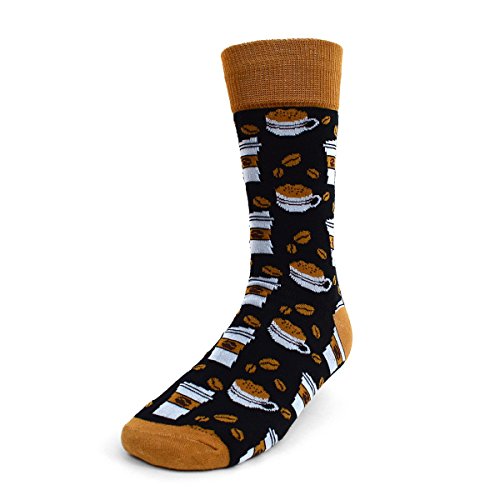 Urban Peacock Men's Novelty Fun Crew Socks - Multiple Patterns! (Coffee Cups - Brown, 1 Pair)