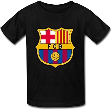 Ambom Youth FC Barcelona Kids Boys And Girls 100% Cotton T-Shirt S Black