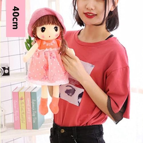 Sweetheart Soft Baby Doll Girl, Plush Stuffed Toy with Hat Skirt, Cute Rag Dolls Baby Girls Sleeping Partner Doll, Xmas Birthday Gift for Kids, 45cm - Pink