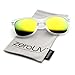 zeroUV 8025 Retro Matte Black Horned Rim Flash Colored Lens Sunglasses, Frost Sun, 50mm