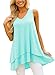 Bdcoco Women's Sleeveless V Neck Flowy Tank Tops Modal Tunics Green