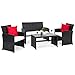 Best Choice Products 4-Piece Wicker Patio Furniture Set w/Table, Tempered Glass, 3 Sofas, Cushioned Seats - Black primary
