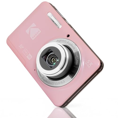 Kodak PixPro Friendly Zoom FZ55 16MP 1080p Full HD Digitalkamera mit 5X optischem Zoom Vlogging-Kamera (Pastellrosa)