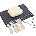 Bastex 4 Piece Cheese Knife Set with Bamboo Wood Handle. Wooden and Stainless Steel Knives and Fork for Cutting Cheeses, Formaggio