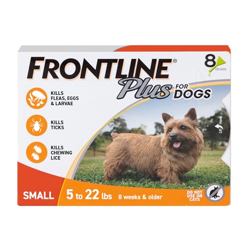 FRONTLINE Plus for Dogs Flea and Tick Treatment (Small Dog, 5-22 lbs.) 8 Doses…