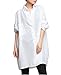 ellazhu Women Loose Casual Solid Long Sleeve Cotton Shirt Tops Blouse WO50 White