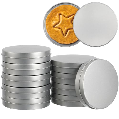 PRETYZOOM 10-Pack Round Metal Cookie Tins 3.54x3.54x0.78In Silver Iron Candy Boxes with Airtight Lids, Stackable Treat Storage for Christmas Presents, Office Snacks, Party Favors at Amazon