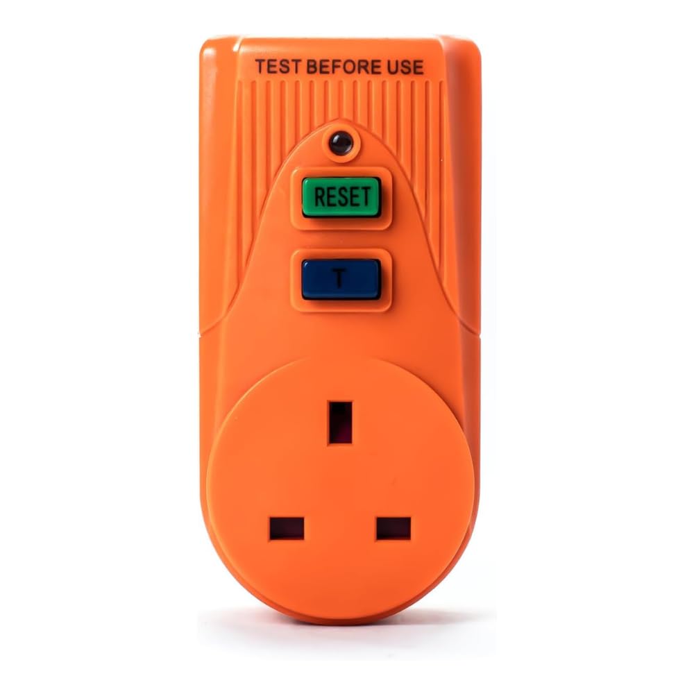 HUBIBUBI Circuit Breaker Adaptor Rapid Response 3200w RCD Safety Plug Less Than 40 Millisecond Trip Time Reset and Test Button and Ultra Fast Cut-Out (Circuit Breaker Adaptor - Orange, 1)