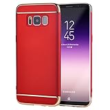 Galaxy S8 Plus Case, VANSIN 3 In 1 Ultra Thin and Slim Hard Case Coated Non Slip Matte Surface with Electroplate Frame for Samsung Galaxy S8 Plus Case (2017) -- (Red & Gold)