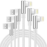 Boost 3FT Phone Charger Cable, 3-Pack 90 Degree Right Angled Data Line USB Chargers Ultra Gaming Angle Cord Compatible with Models 5/6/7/8/X,iPad and iPod- Silver