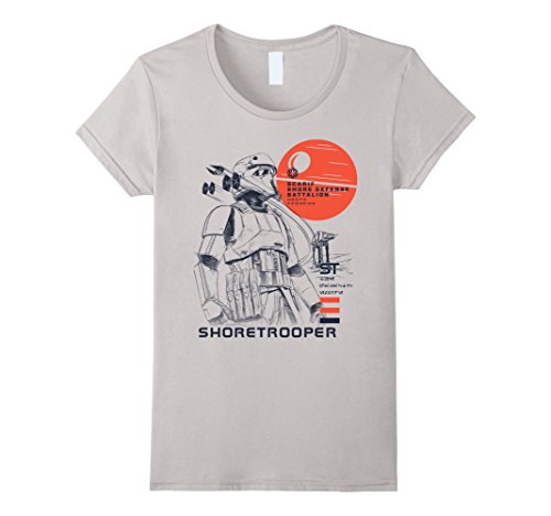 Womens Star Wars Rogue One Shoretrooper Death Star T-Shirt Large Silver