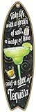 SJT ENTERPRISES, INC. Margarita - Take Life with a Grain of Salt, a Wedge of Lime and a Shot of Tequila 5" x 16" Surfboard Wood Plaque Sign (SJT41305)