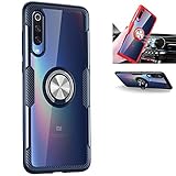 Xiaomi Mi 9 Case,360° Rotating Ring Kickstand Protective Case,TPU+PC Shock Absorption Double Protection Cover Compatible with [Magnetic Car Mount] for Xiaomi Mi 9 Case(Navy/Silver)