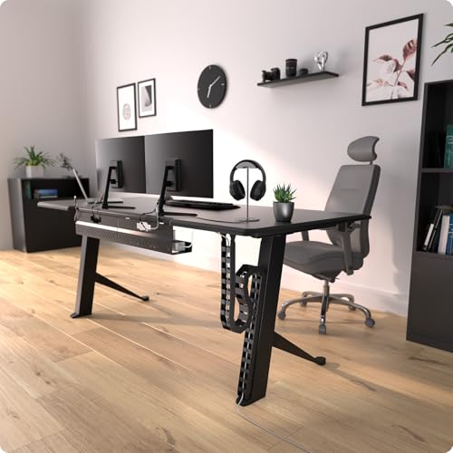 Cable Management Desk, Flexible Cable Loop, Robust Cable Chain, Flexible Cable Duct for Ideal Desk, Cable Management and for Height-Adjustable Desks (Black)