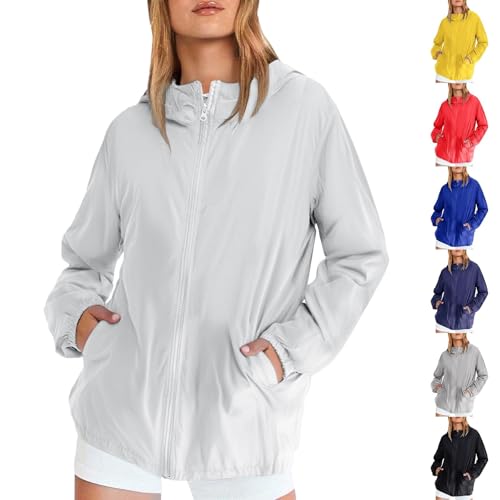 Ladies Waterproof Jackets, Rain Coats for Women Lightweight Waterproof Jackets Hooded Zip up Outdoor Packable Softshell Windbreaker XL