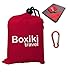 Compact Waterproof Pocket Beach Blanket. Portable Lightweight Folding Tarp with Red Travel Case. Outdoor Picnic Camping Blanket with Easy Attachment Clip