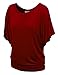 LL WT742 Womens Boat Neck Short Sleeve Dolman Drape Top XXL Wine