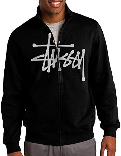Jacob Men's Sweatshirt Stussy Full-Zip Hoodie Jacket Black