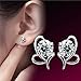 Women White Gold Plated Round Clear Cubic Zirconia Heart Shaped Butterfly Earring Hypoallergenic Ear Stud