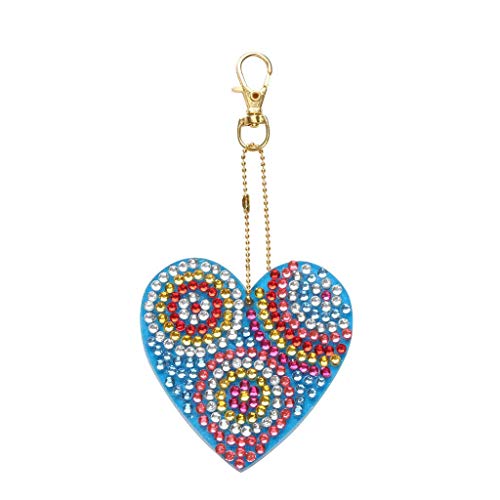 5D DIY Diamond Painting Keychain, 5 pcs Love Heart Shape, Mosaic Making Full Drill Special Shape Diamond Painting Kit for Bags, Smartphone Straps, 5 Pack