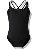 Ballet Leotard for Kids with Double Strap (Black, Age 6x-8)