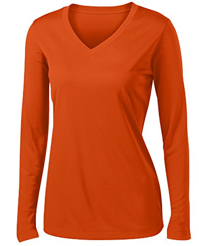 Animal Den Ladies Long Sleeve Moisture Wicking Athletic Shirts Sizes XS-4XL Orange-L