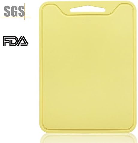 Cutting Board with Food Grade Silicone also for Chopping, Non-slip Soft Chopping Mat, heat holder, Antibacterial and Thicken Mat with 3 color options, by TopHome (Yellow) by Top Home