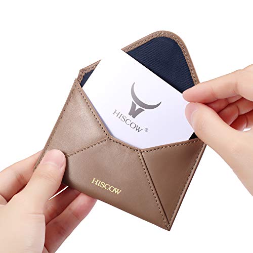 HISCOW Envelope Business Card Case with Magnet Closure - Italian Calfskin (Apricot)