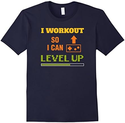 Mens Level Up Video Game T Shirt for Fans of Fitness Shirts XL Navy