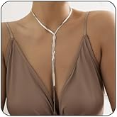 MarveBard Long Gold Necklace for Women Gold Plated Twist Snake Chain Y Necklace Dainty Lariat Long Tassels Pendant Necklace Trendy Minimalist Charm Jewelry for Everyday or Special Occasions