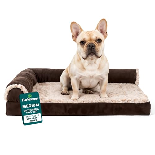 Furhaven Orthopedic Dog Bed for Medium/Small Dogs w/ Removable Bolsters & Washa…