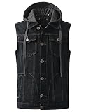 URBANCREWS Mens Hipster Hip Hop Button-Down Sleeveless Denim Vest Jacket
