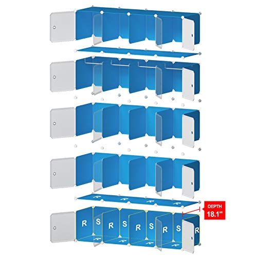 GEORGE&DANIS Portable Wardrobe Closet Plastic Dresser Bedroom Armoire DIY Cube Storage Organizer, White, 18 inches Depth, 4x5 Tiers