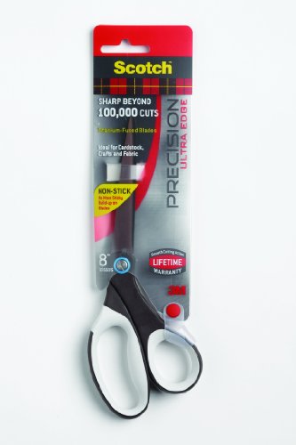 Scotch Precision Ultra Edge Non-Stick Scissor, 8-Inch, Brown with Assorted Accent Colors (Dot Color Will Vary)
